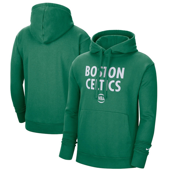 Men's Boston Celtics 2021 Green City Edition Essential Logo Fleece Pullover Hoodie Men's Boston Celtics 2021 Green City Edition Essential Logo Fleece Pullover Hoodie